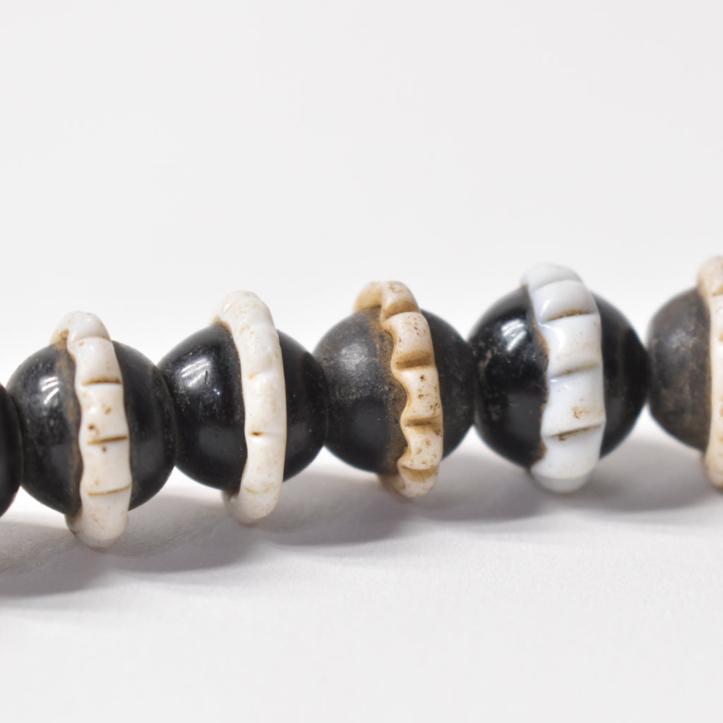 Czech Black Dog Tooth  Ruffle Trade Bead