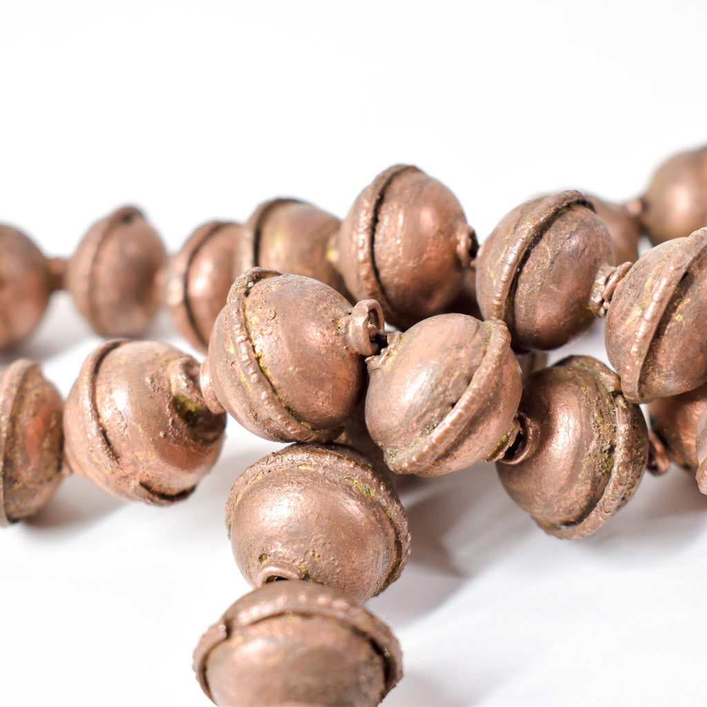 Large Ethiopian Copper Colored Metal Beads