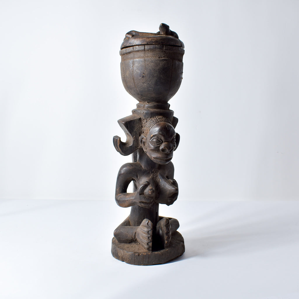 Chokwe Figure with Bowl with Lid Congo