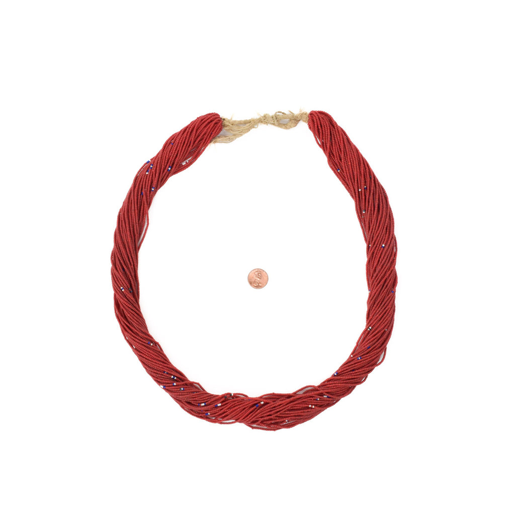 Red Baule Tamba Seed Bead Necklace