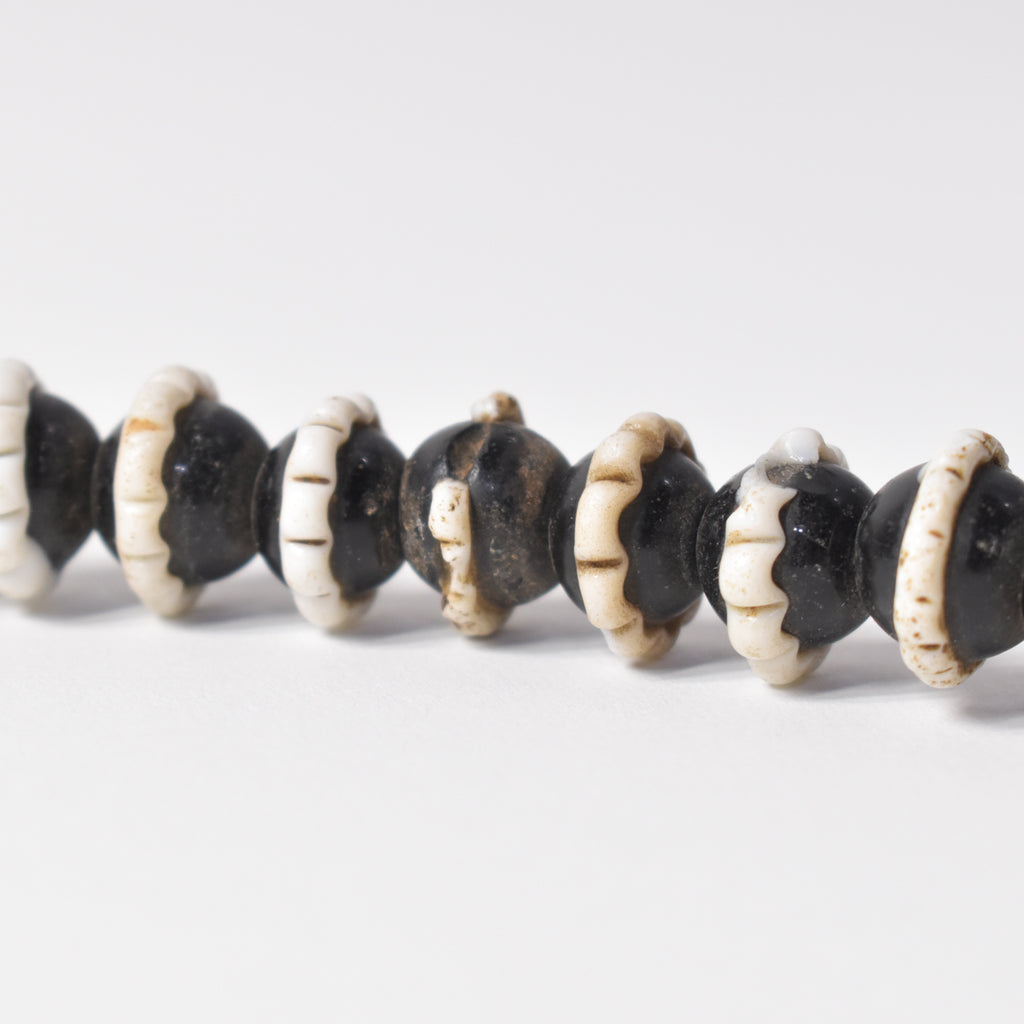 Czech Black Dog Tooth  Ruffle Trade Bead