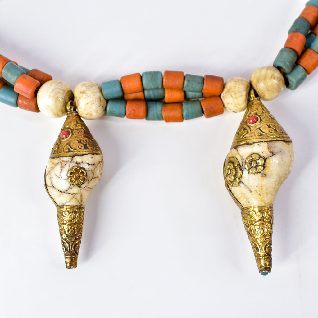 Tibetan Conch Shell Beaded Necklace