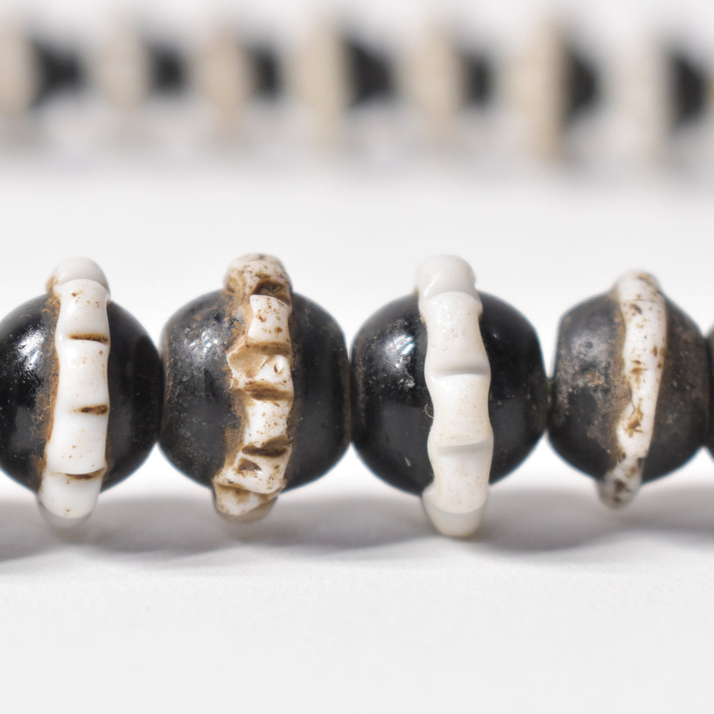 Czech Black Dog Tooth  Ruffle Trade Bead