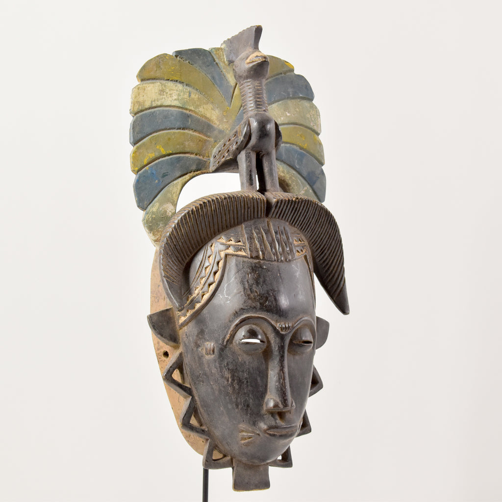 Guro Yaure Portrait Mask With Bird Crest and Horns Côte d'Ivoire