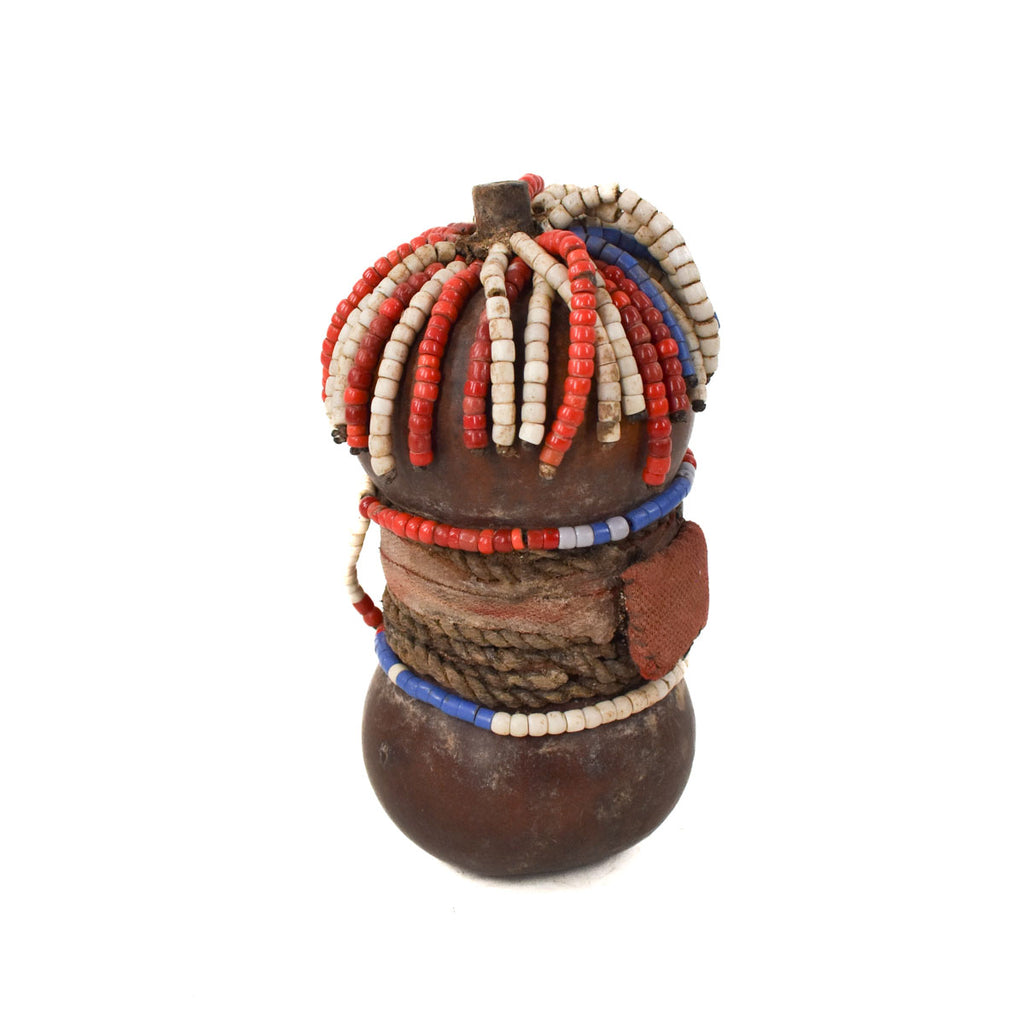 Nyamwezi Beaded Fertility Doll Gourd with Shells Tanzania