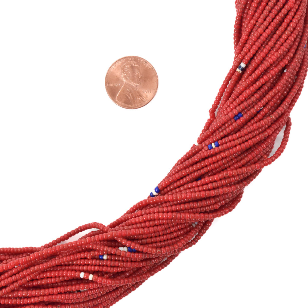 Red Baule Tamba Seed Bead Necklace