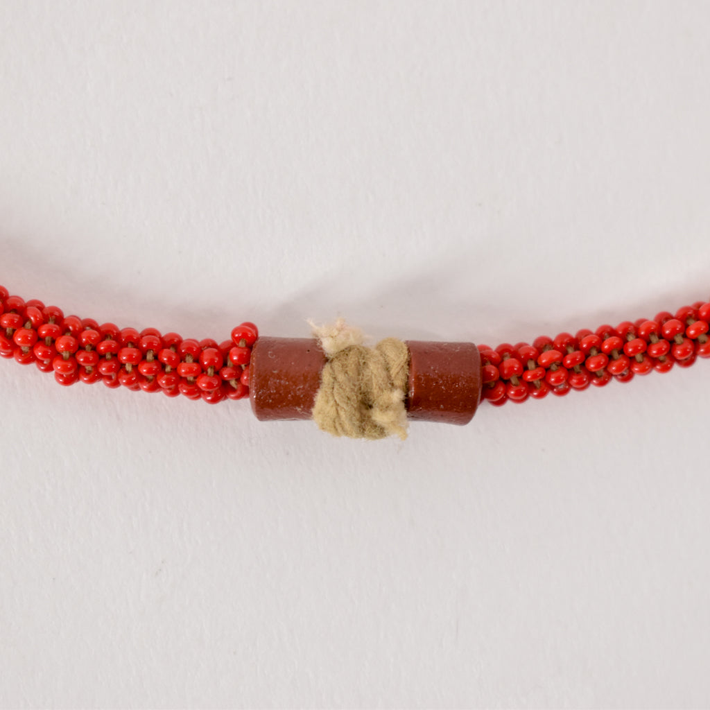 Red Fulani Beaded Necklace Nigeria 30 Inch