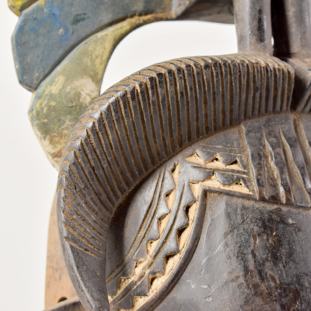 Guro Yaure Portrait Mask With Bird Crest and Horns Côte d'Ivoire