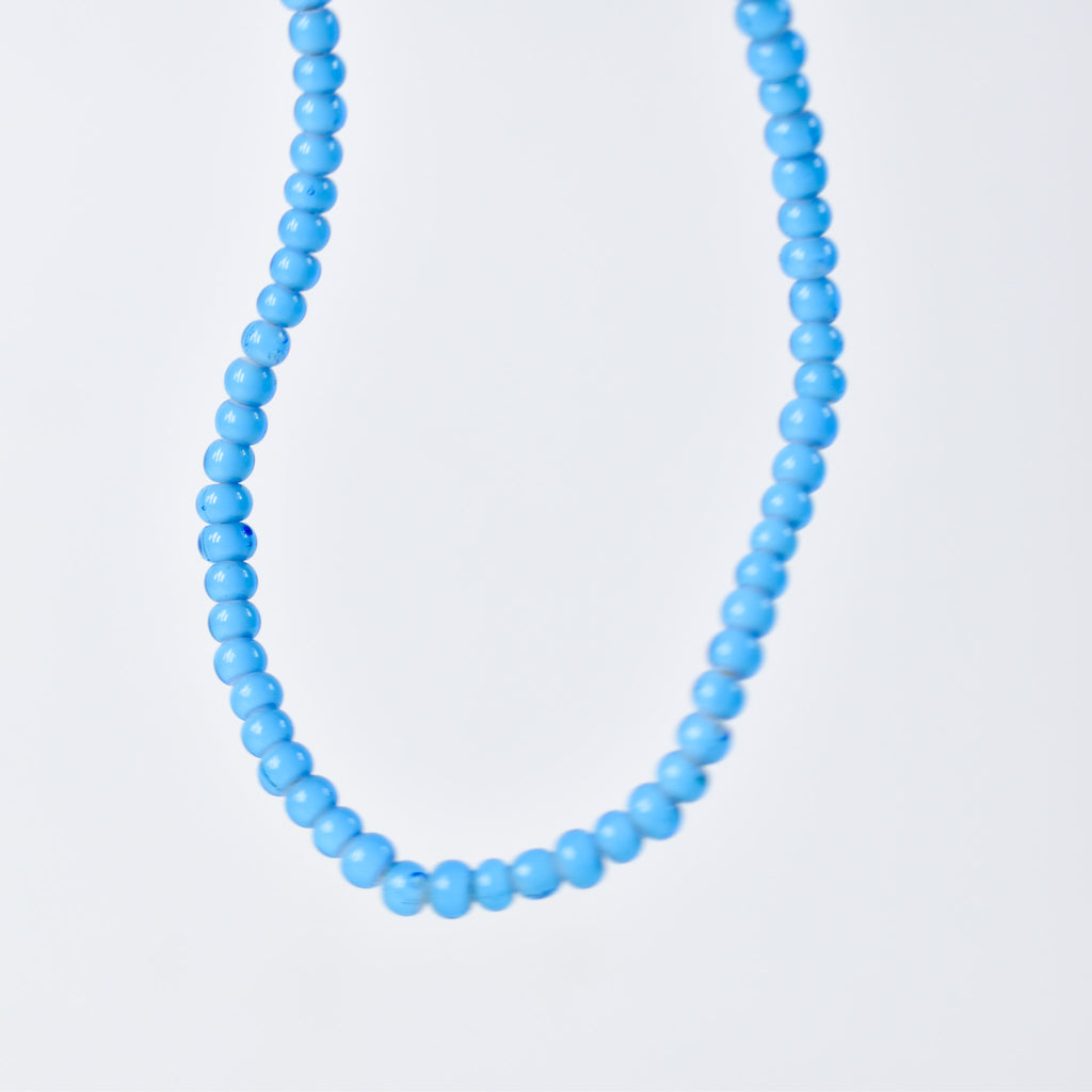 New White Heart 3mm Venetian Blue Trade Beads