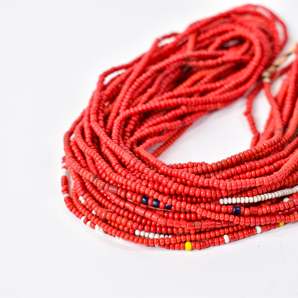 19 Strands Old Seed Red Mixed Trade Beads