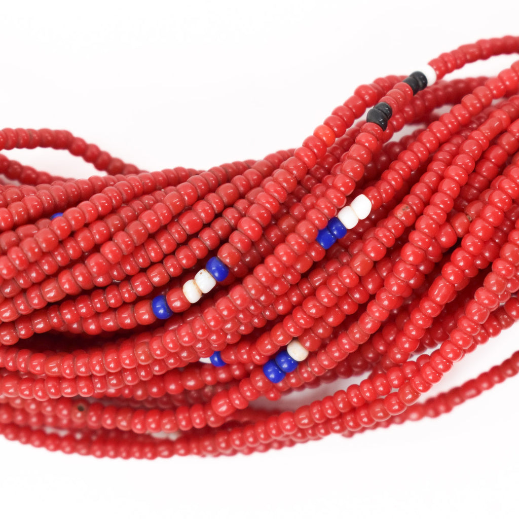 Red Baule Tamba Seed Bead Necklace