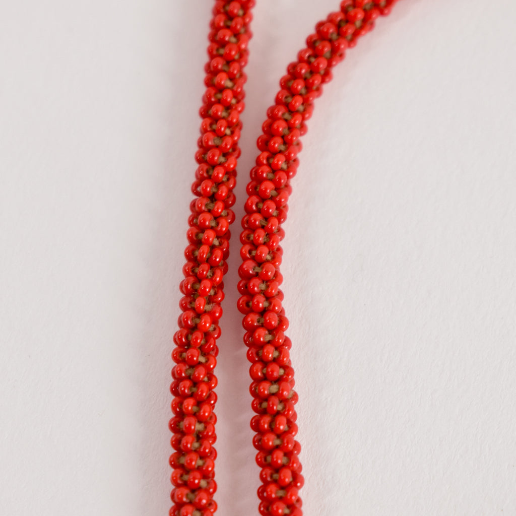 Red Fulani Beaded Necklace Nigeria 30 Inch