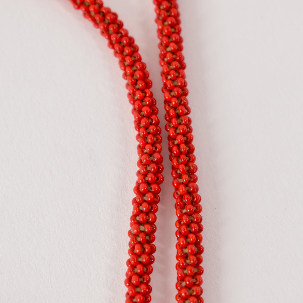 Red Fulani Beaded Necklace Nigeria 30 Inch