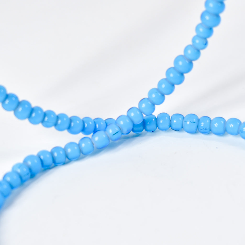 New White Heart 3mm Venetian Blue Trade Beads