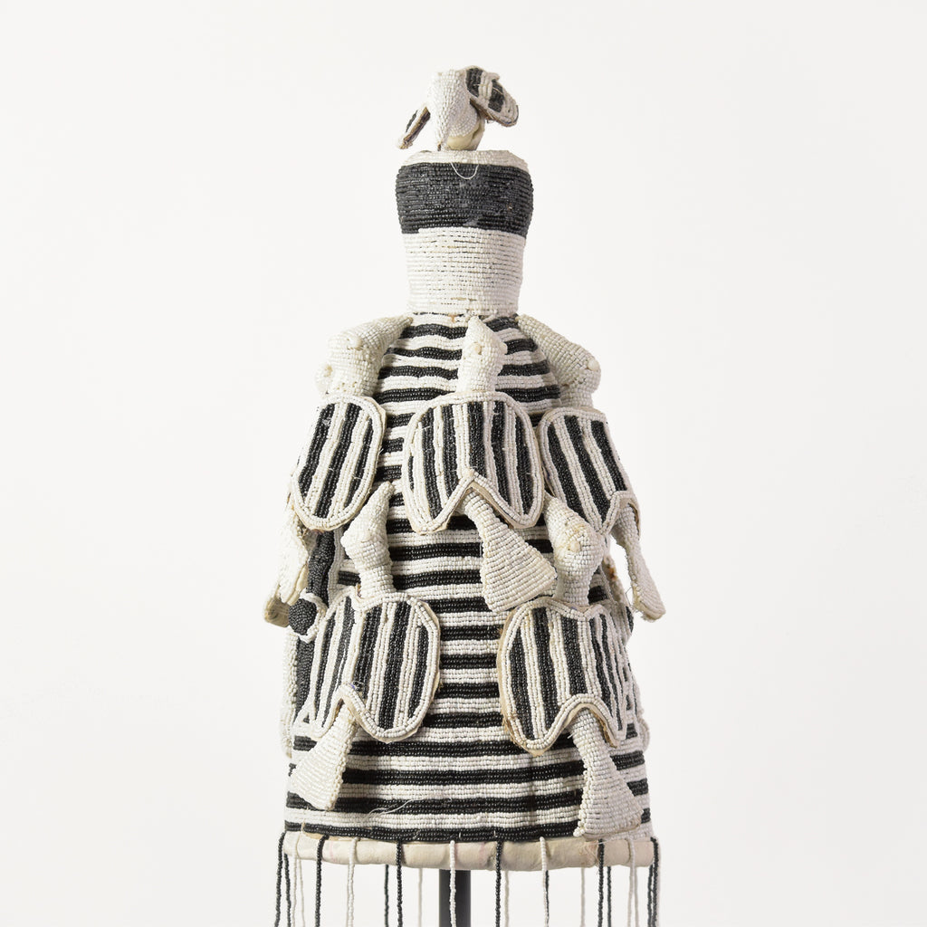 Yoruba White and Black Beaded Crown Nigeria