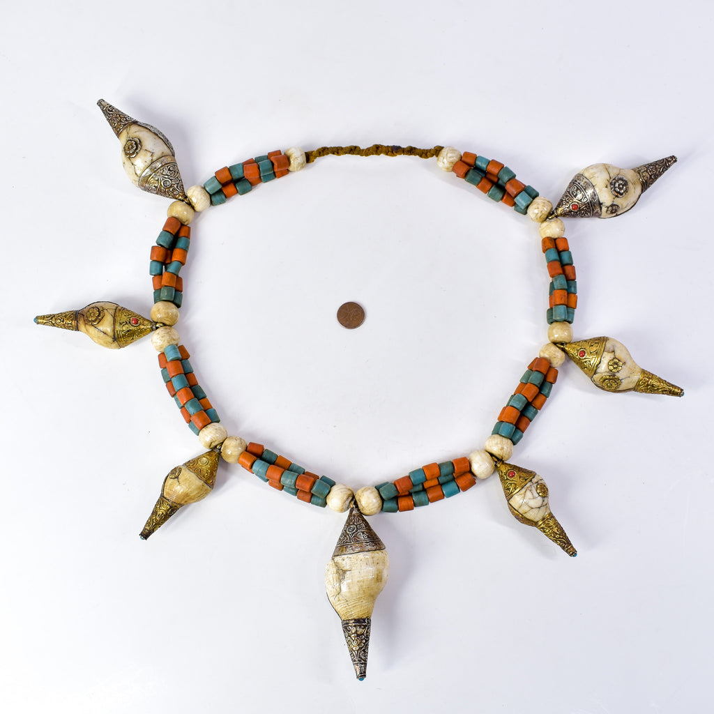 Tibetan Conch Shell Beaded Necklace