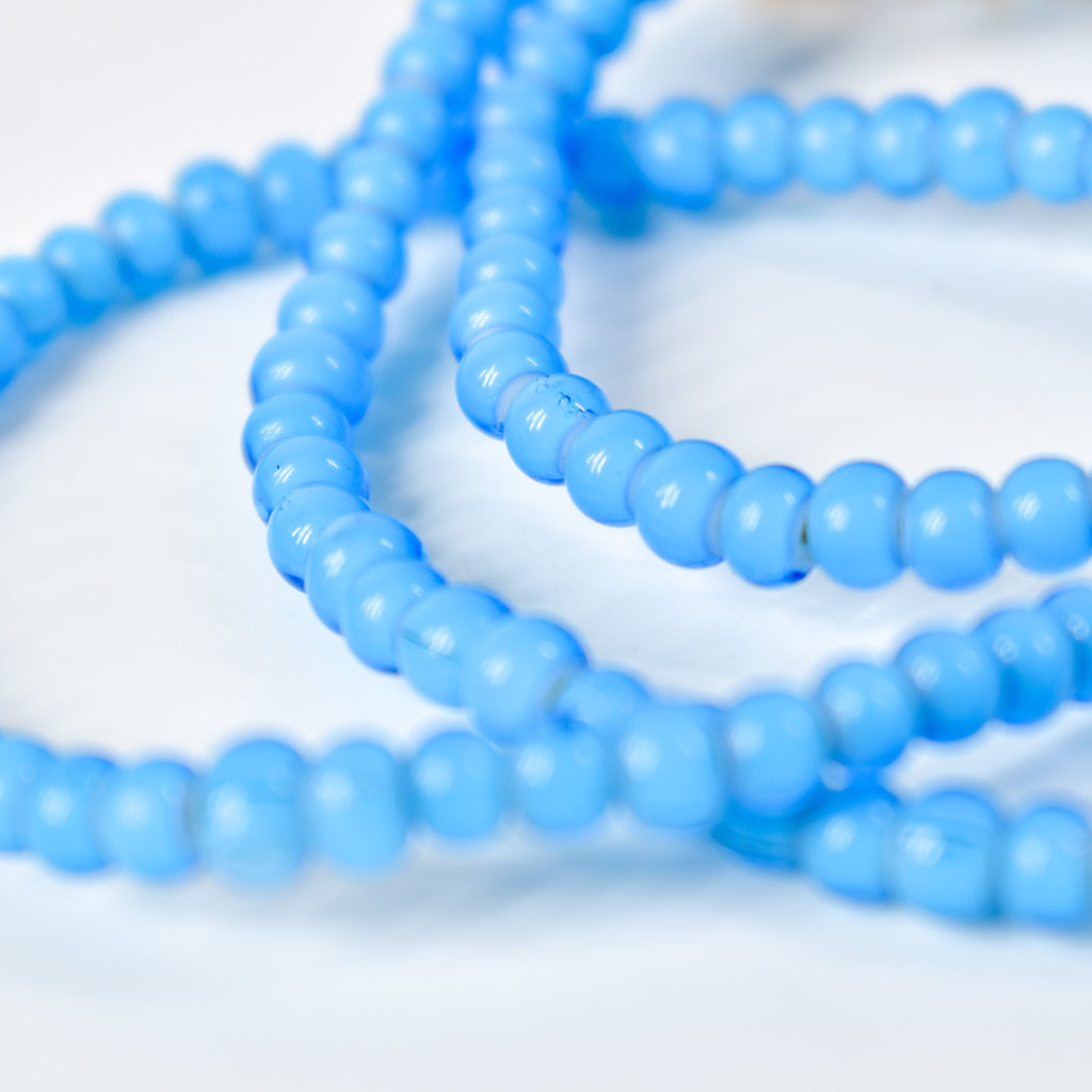 New White Heart 3mm Venetian Blue Trade Beads