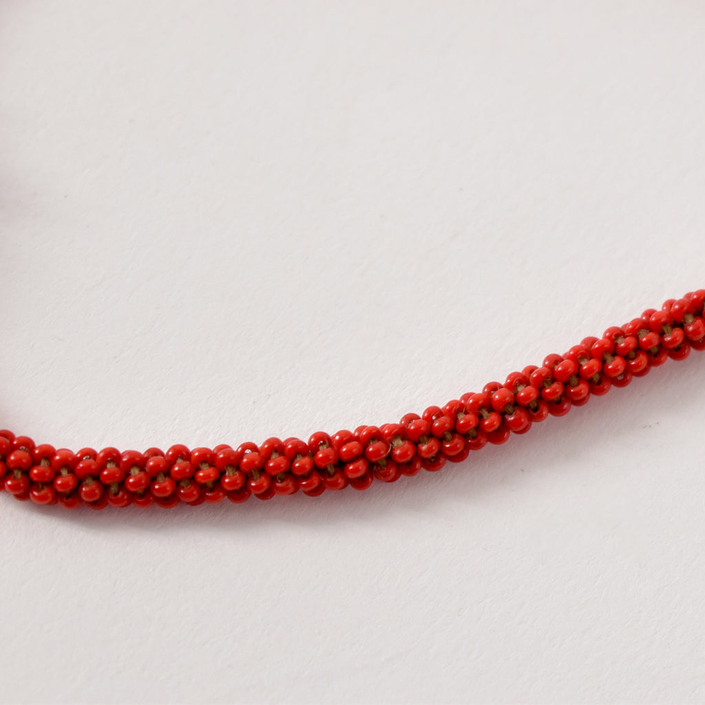 Red Fulani Beaded Necklace Nigeria 30 Inch