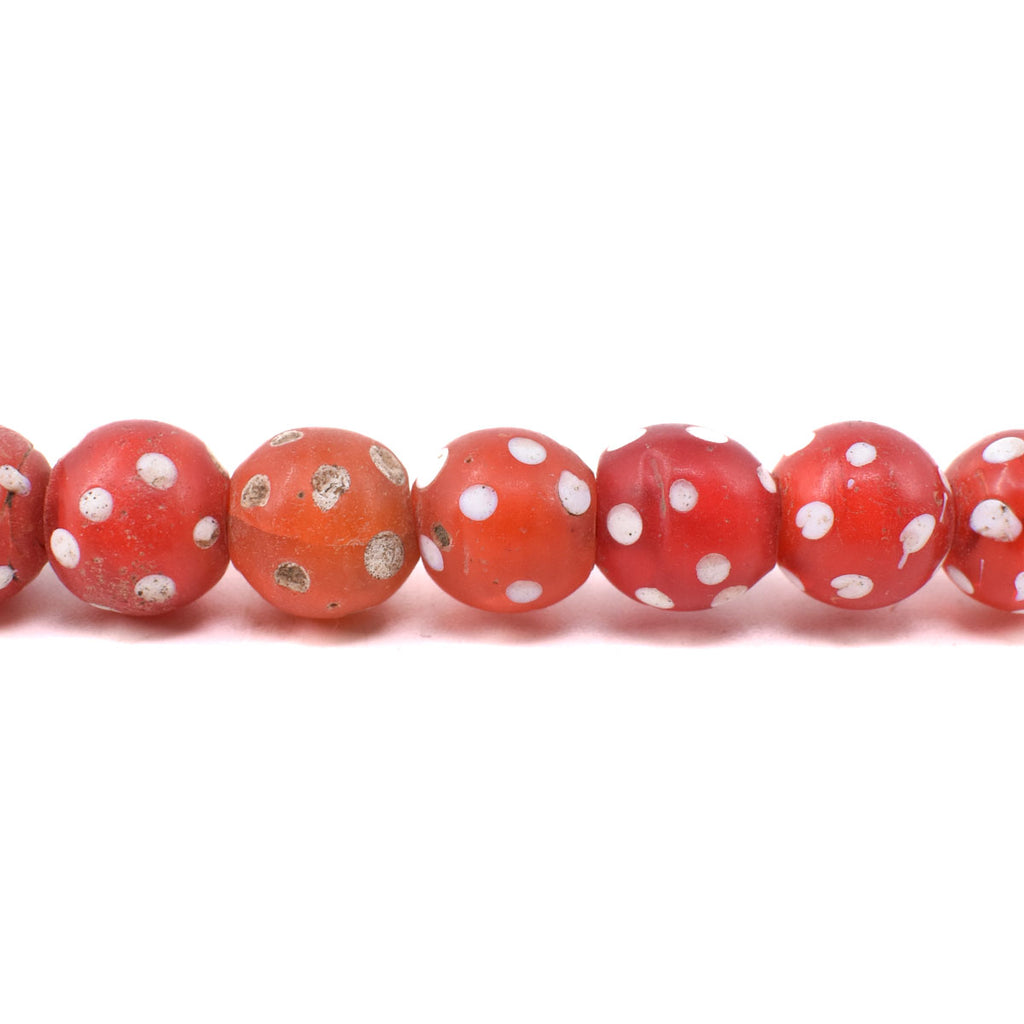 Red Skunk Venetian Trade Beads 33 Inches
