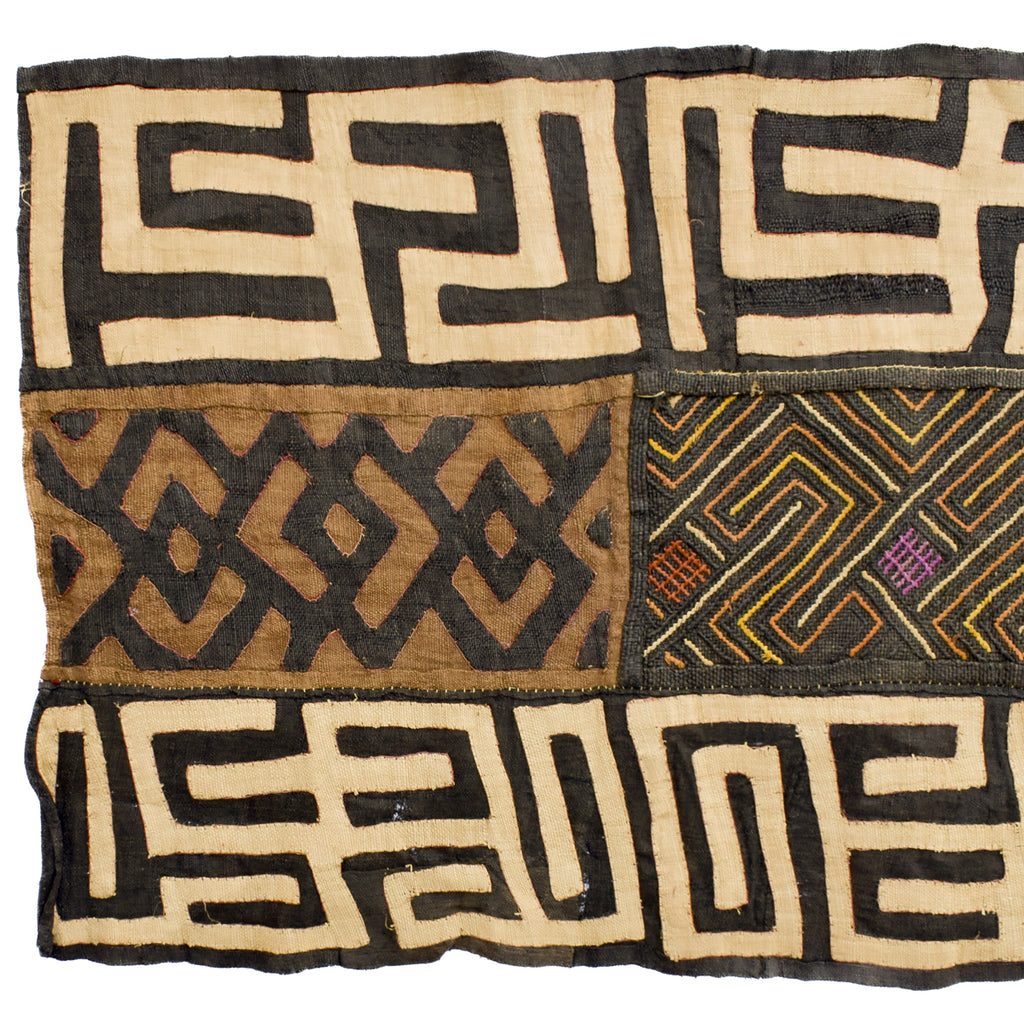 Kuba Appliquéd Raffia Textile Congo 147x29 Inch