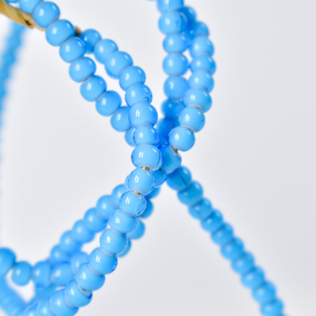 New White Heart 3mm Venetian Blue Trade Beads