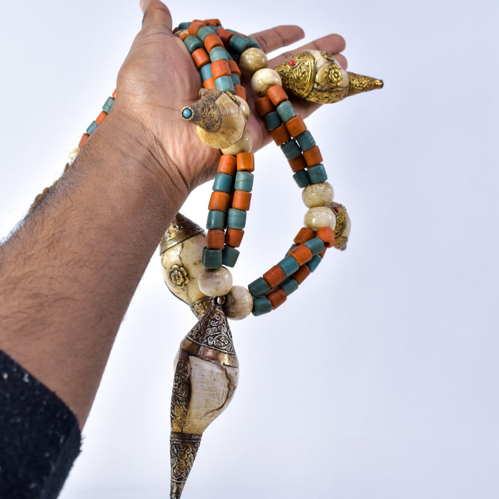Tibetan Conch Shell Beaded Necklace