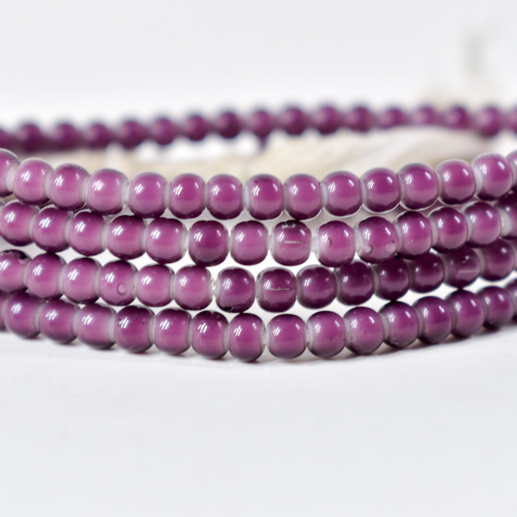 New White Heart 3mm Venetian Purple Trade Beads