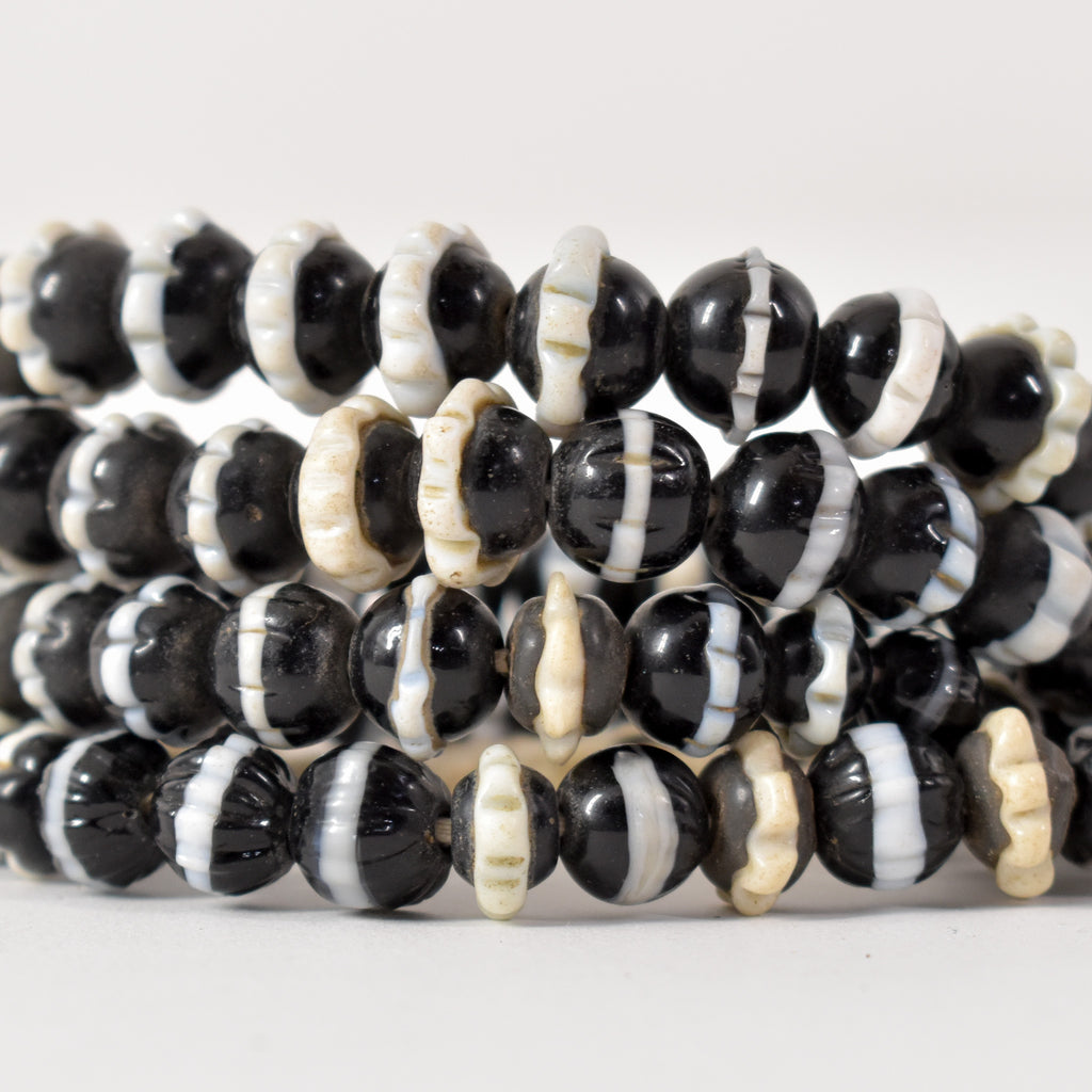 Czech Black Dog Tooth Ruffle Trade Bead