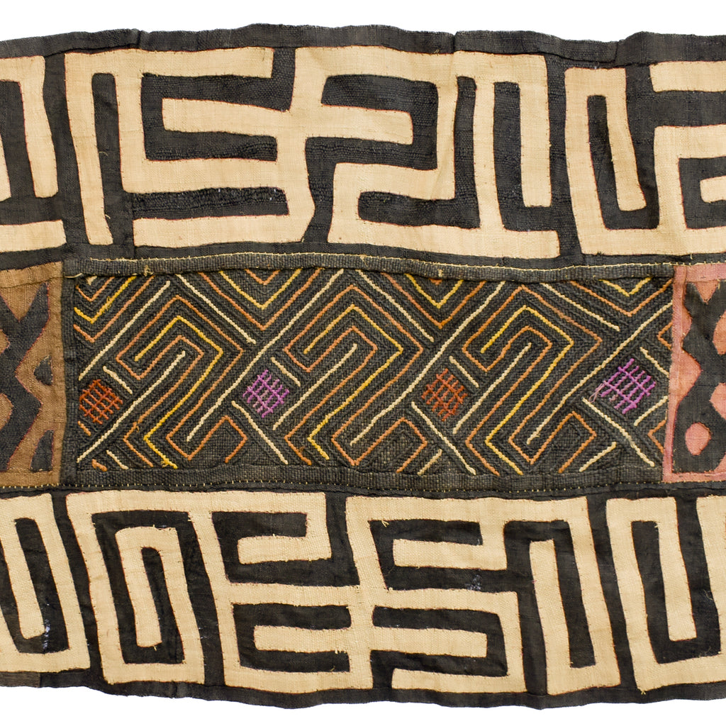 Kuba Appliquéd Raffia Textile Congo 147x29 Inch