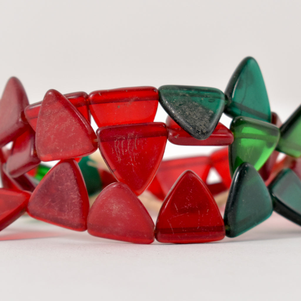 Red and Green Triangle Bohemian Trade Beads