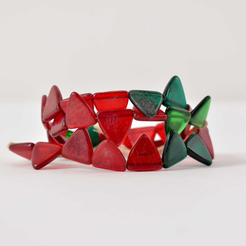 Red and Green Triangle Bohemian Trade Beads