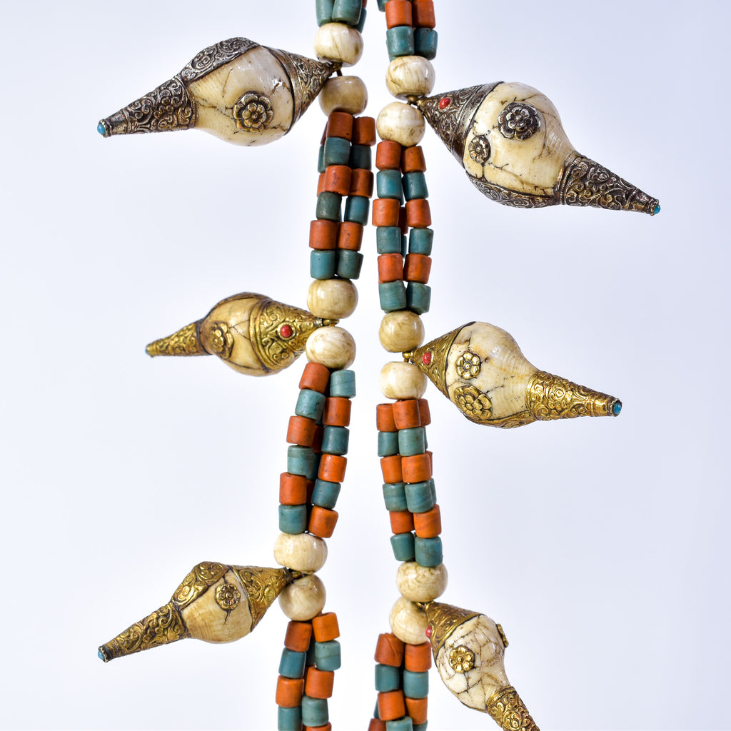 Tibetan Conch Shell Beaded Necklace