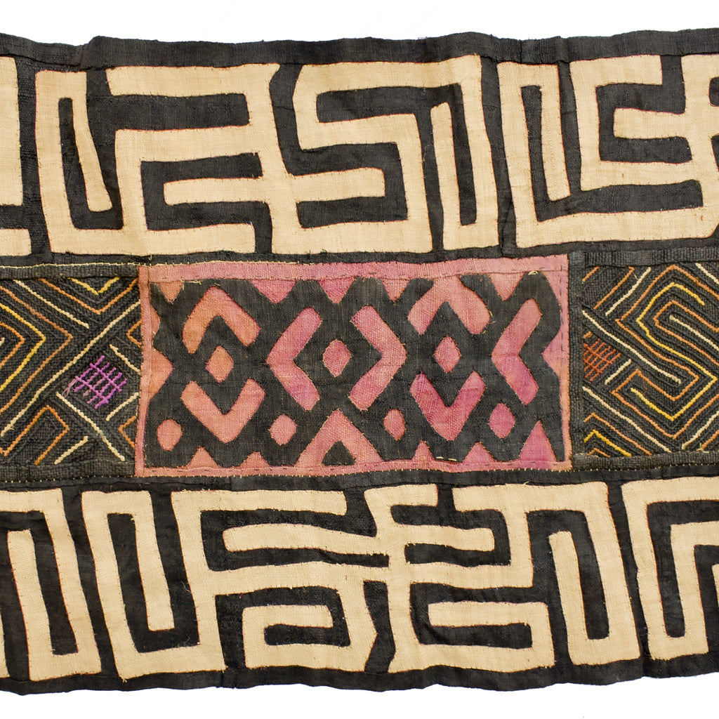 Kuba Appliquéd Raffia Textile Congo 147x29 Inch