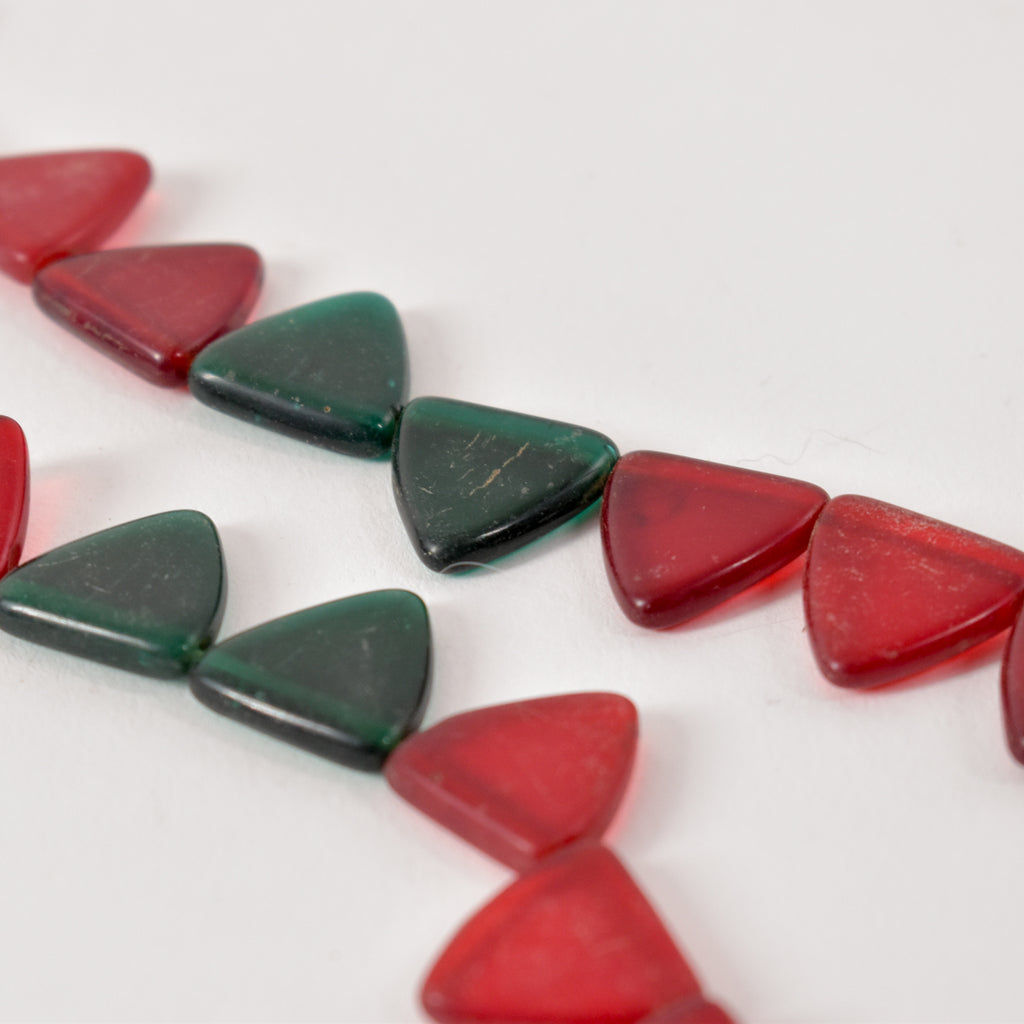 Red and Green Triangle Bohemian Trade Beads