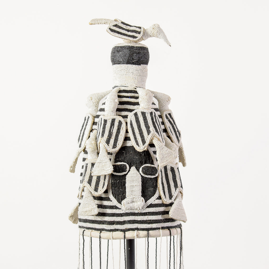 Yoruba White and Black Beaded Crown Nigeria