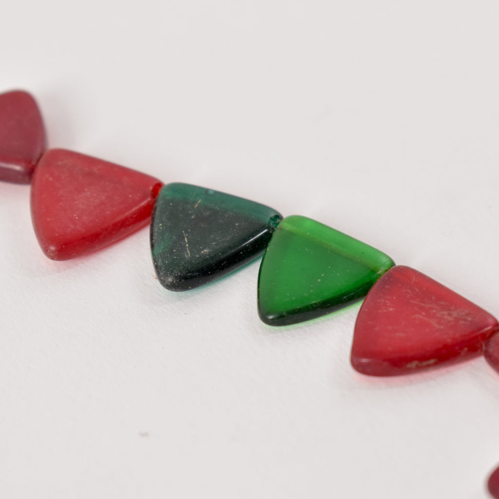 Red and Green Triangle Bohemian Trade Beads