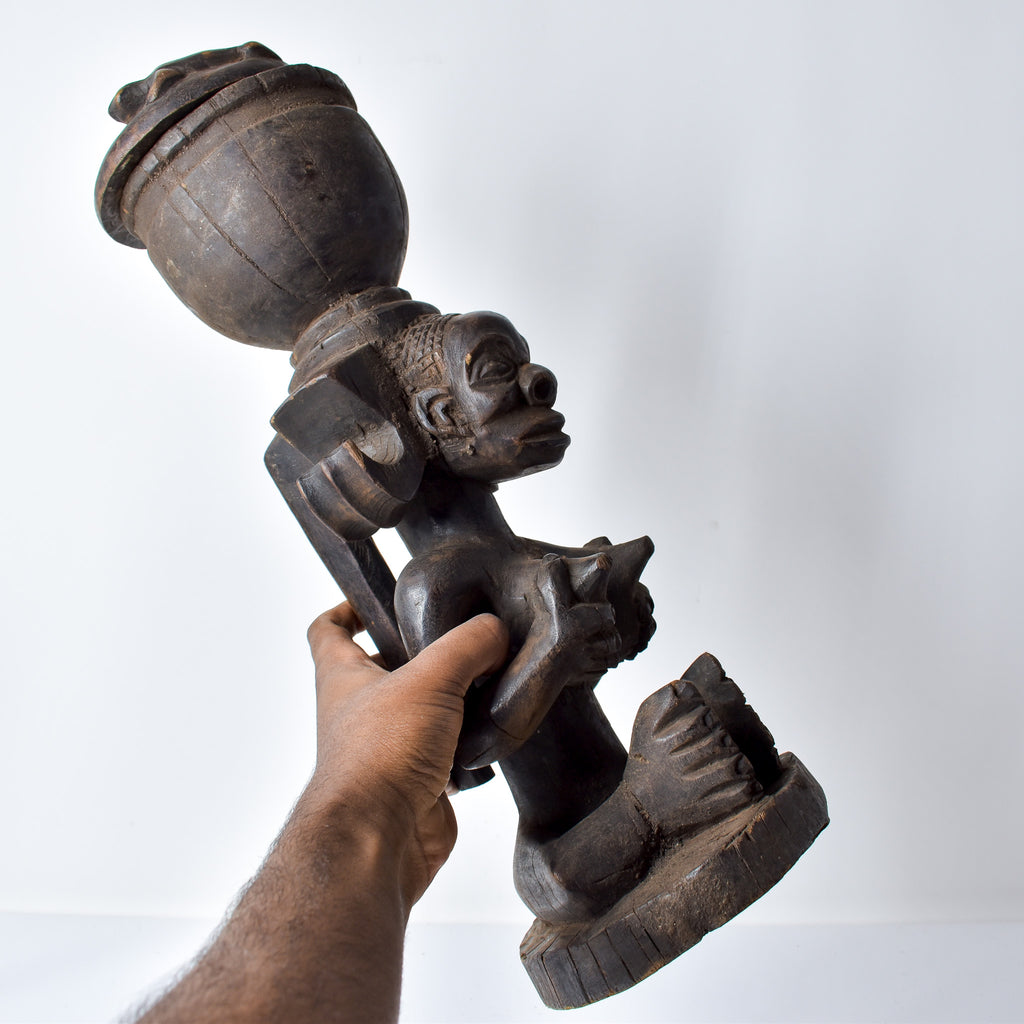 Chokwe Figure with Bowl with Lid Congo