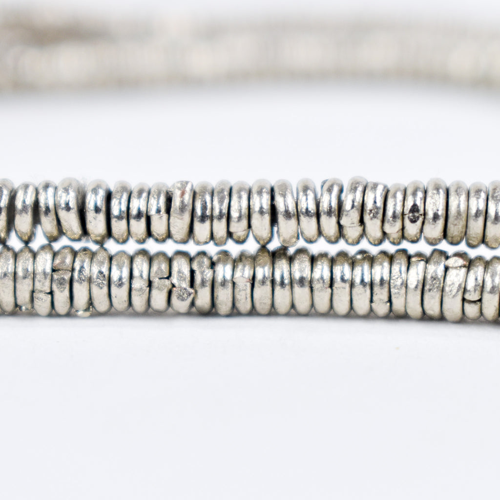 Silver Metal Heishi Beads Ethiopia