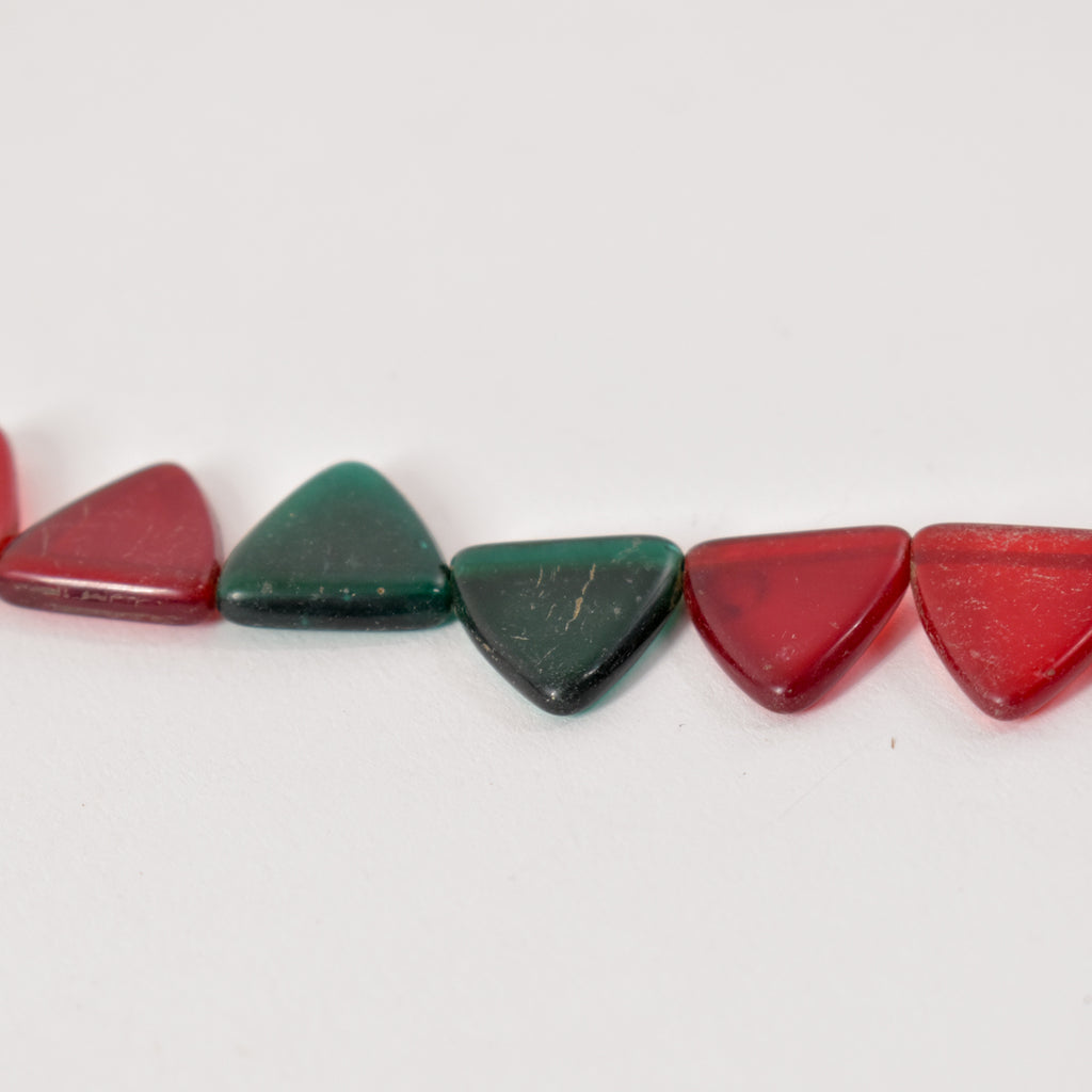 Red and Green Triangle Bohemian Trade Beads