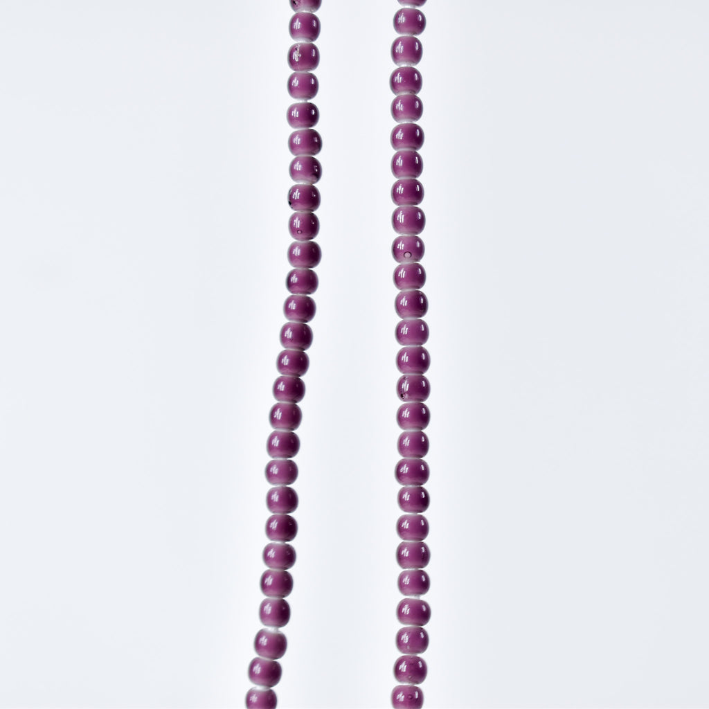 New White Heart 3mm Venetian Purple Trade Beads