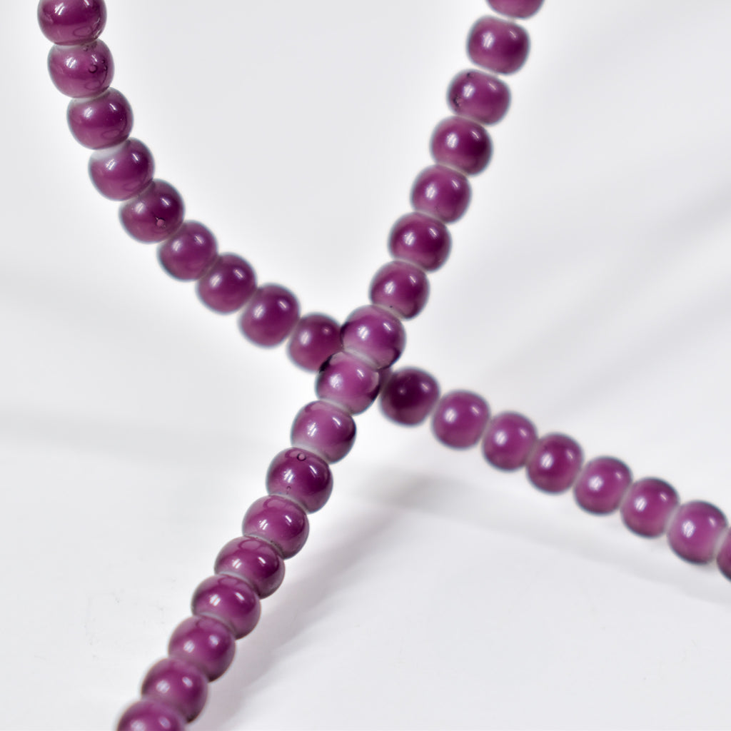 New White Heart 3mm Venetian Purple Trade Beads