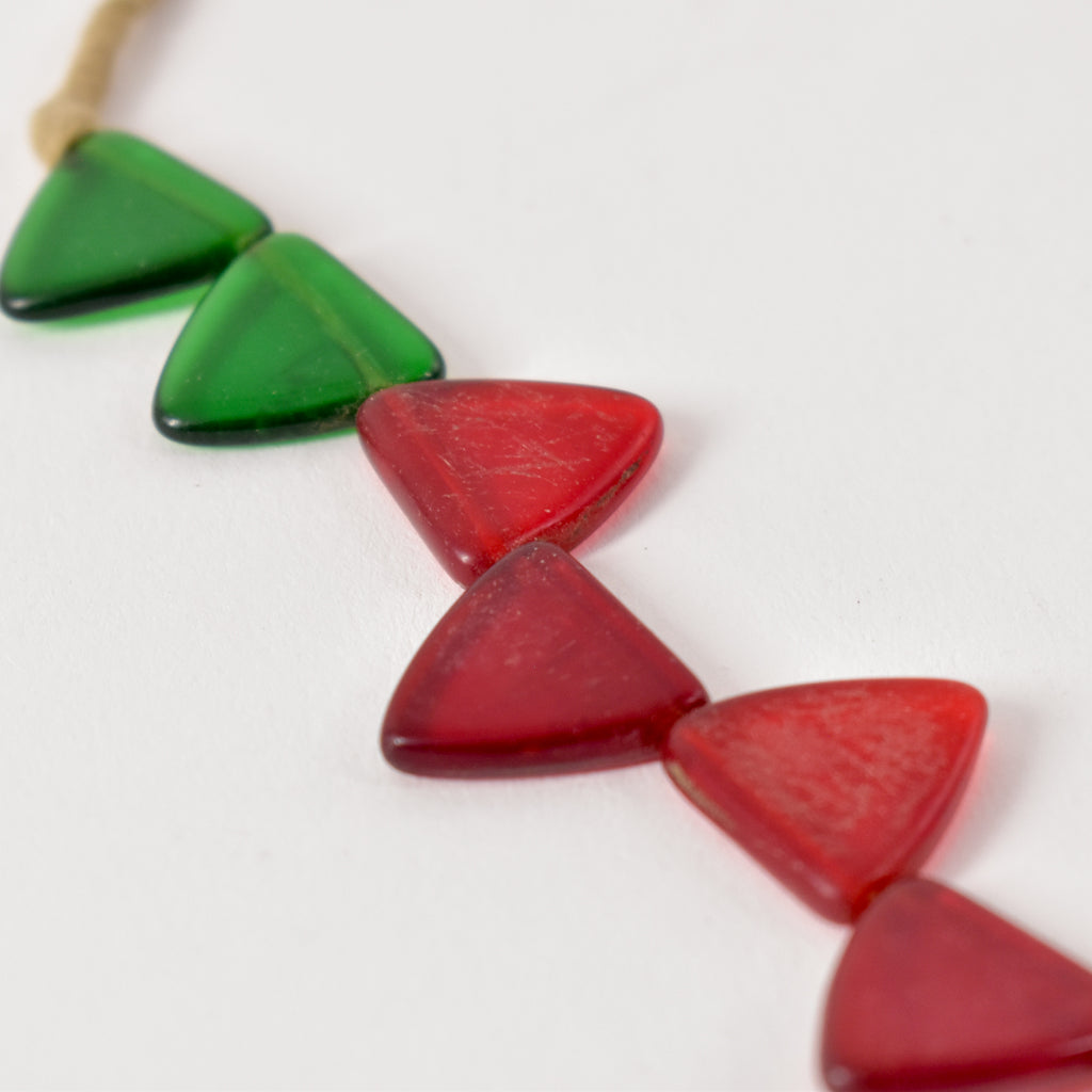 Red and Green Triangle Bohemian Trade Beads