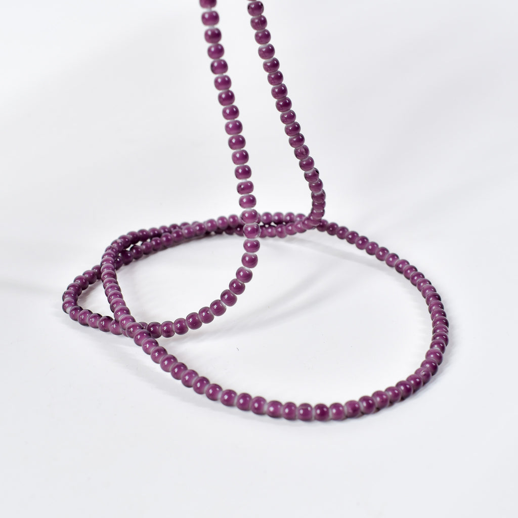 New White Heart 3mm Venetian Purple Trade Beads