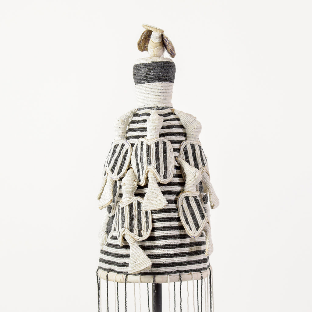 Yoruba White and Black Beaded Crown Nigeria