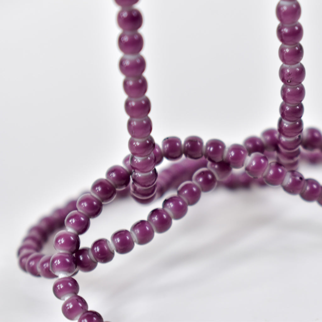 New White Heart 3mm Venetian Purple Trade Beads