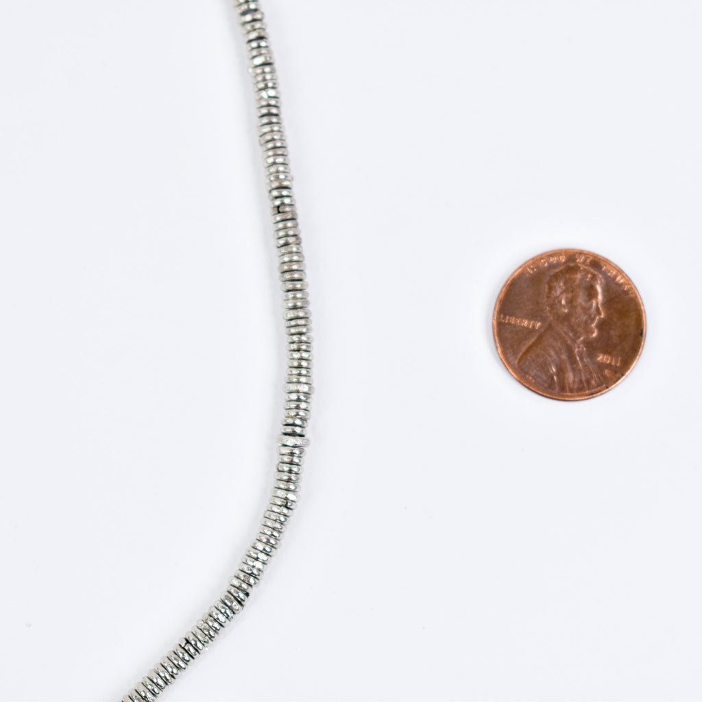 Silver Metal Heishi Beads Ethiopia