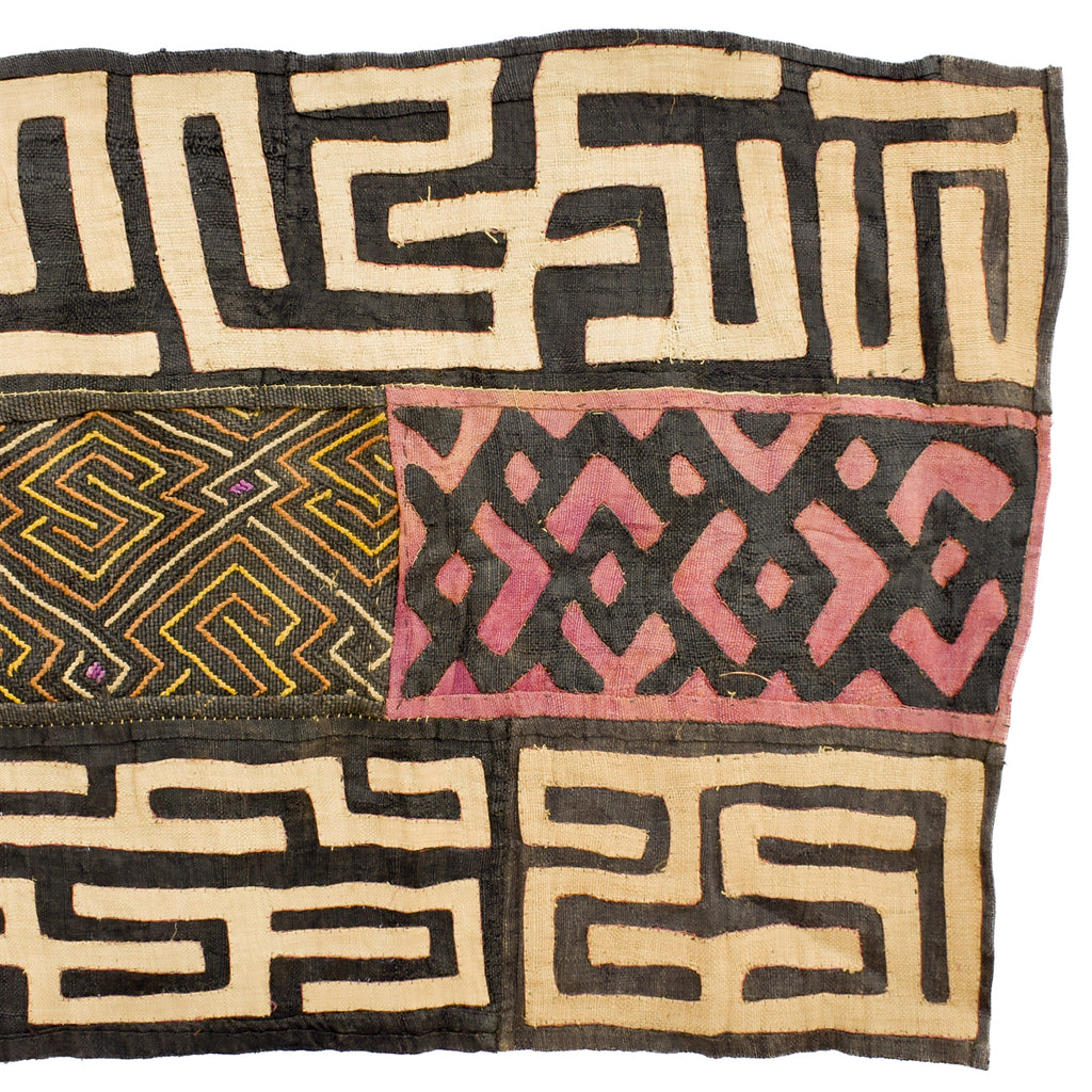 Kuba Appliquéd Raffia Textile Congo 147x29 Inch