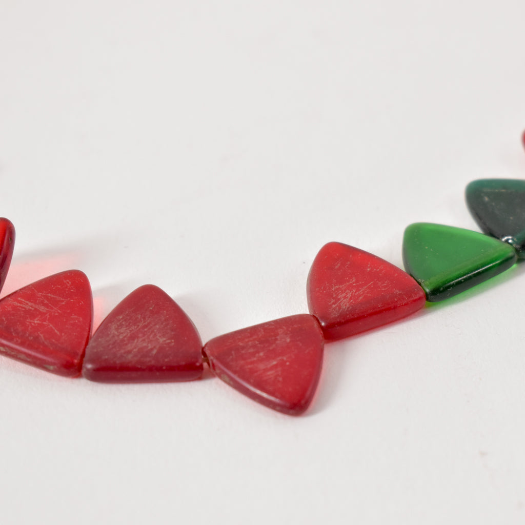 Red and Green Triangle Bohemian Trade Beads