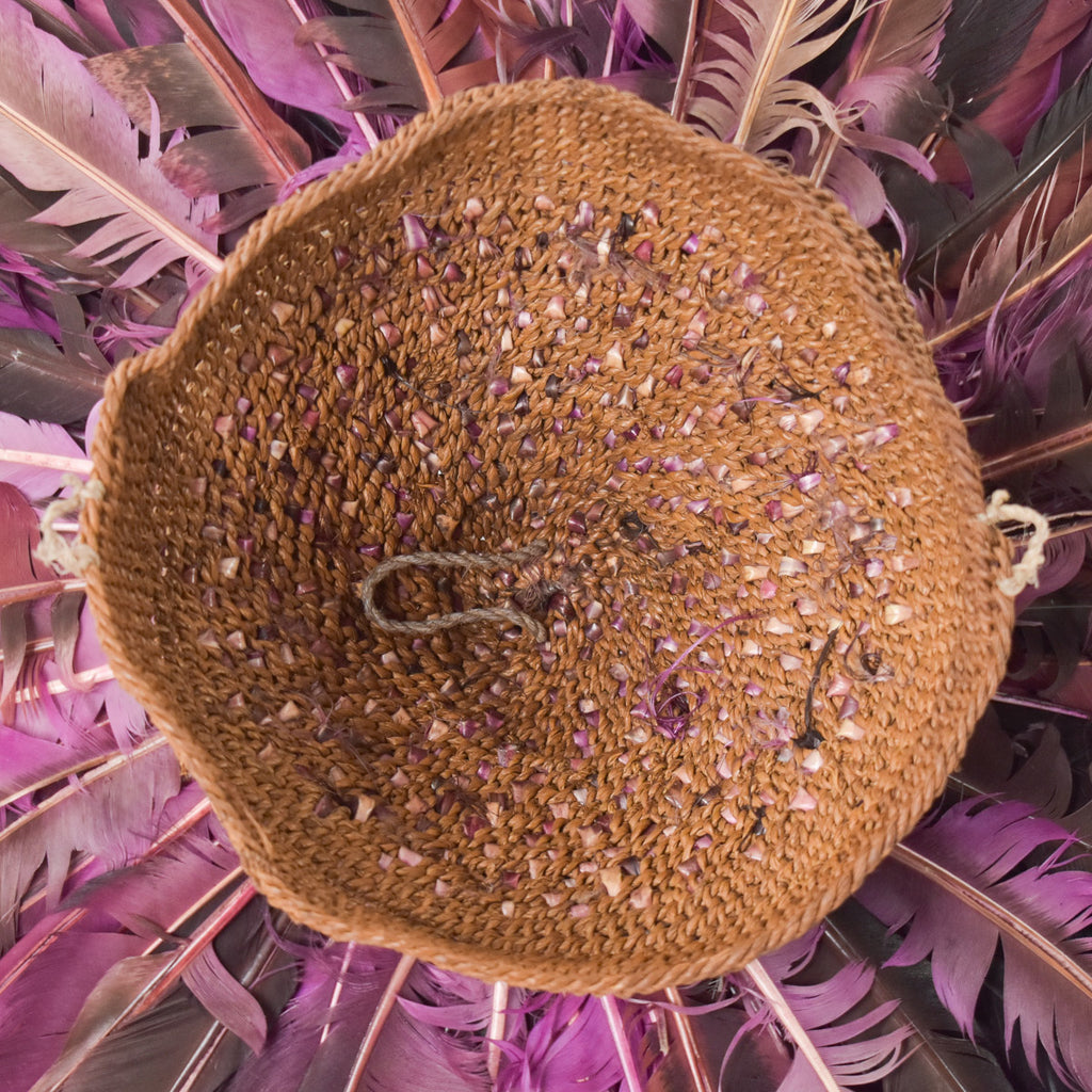 Bamileke Juju Feather Headdress On Woven Basketry Cameroon