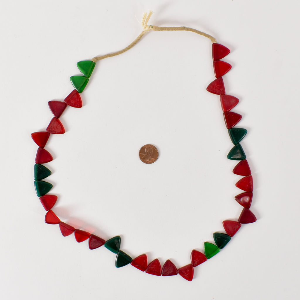 Red and Green Triangle Bohemian Trade Beads